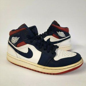Nike Air Jordan 1 Mid SE USA Olympic Mens Size 9 Sneakers Shoes Blue White Red